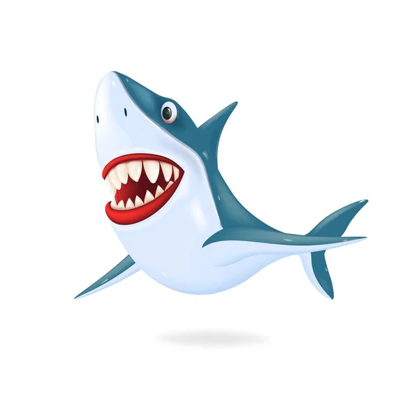 Shark Isolated White Realistic Vector Illustration — Stock Vector