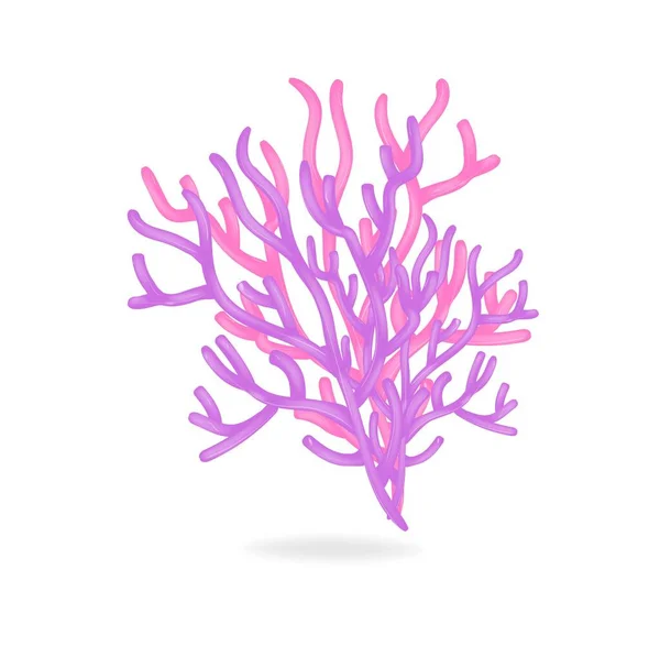 白い背景に3Dベクトルサンゴのアイコン 漫画風のサンゴの繊細な枝 Eps — ストックベクタ