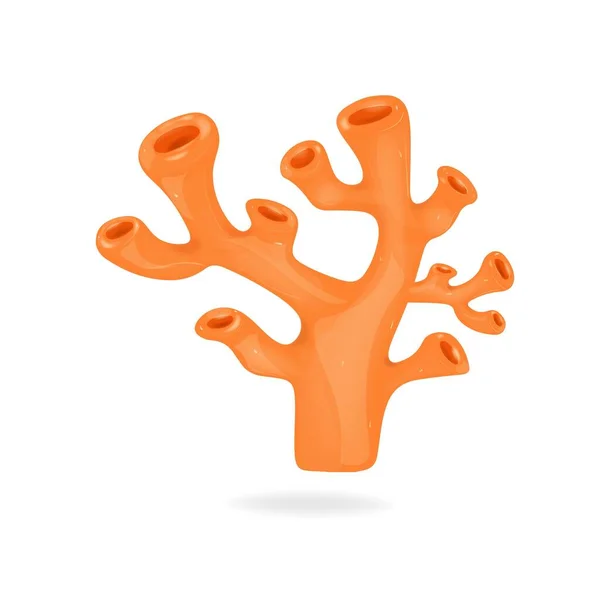 白い背景のウェブサイトのための3Dベクトルサンゴアイコン 漫画のスタイルでオレンジ厚サンゴ Eps — ストックベクタ