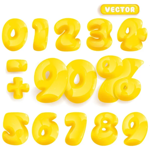 Números Plástico Amarillo Vector Conjunto Gráficos vectoriales