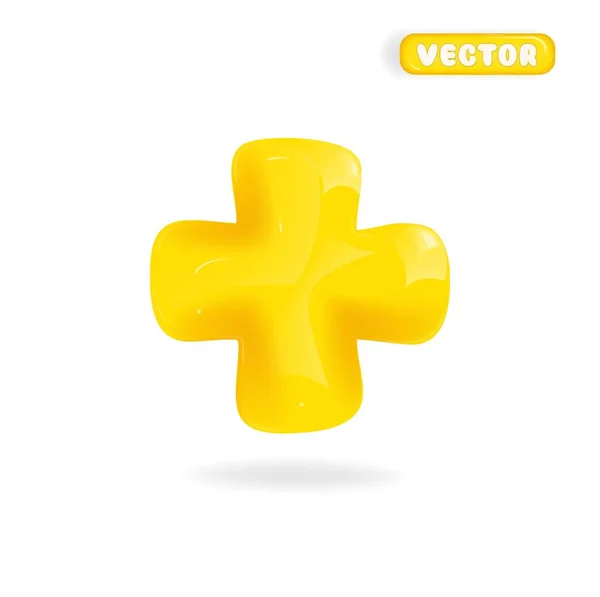 Icono Amarillo Con Signo Más Sobre Fondo Blanco Icono Dibujos — Vector de stock