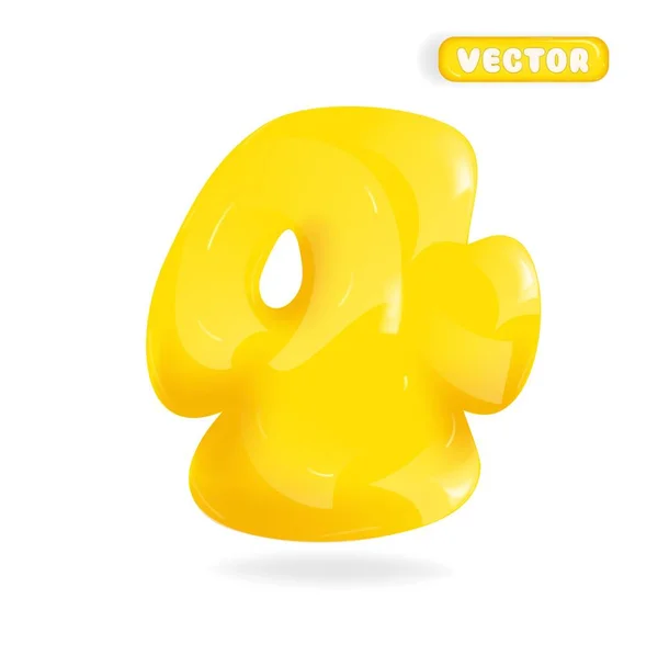 Efeito Número Quatro Forma Brinquedo Plástico Desenhos Animados Número Brilhante — Vetor de Stock