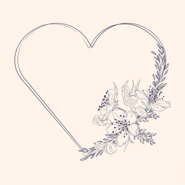 Kalp şeklinde çiçek, klasik lüks altın çelenk.,