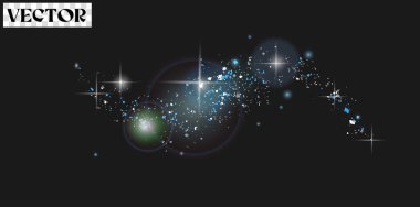 Güzel kıvılcımlar özel bir ışıkla parlar. Şeffaf bir arkaplanda vektör parıldıyor. Noel soyut kalıbı. Kartpostal için güzel bir illüstrasyon. Görüntü için arkaplan. Aydınlatma.