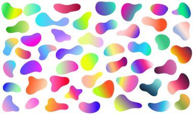 Çarpıcı bir etki yaratmak için temiz beyaz bir arkaplana yerleştirilmiş canlı ve görsel olarak baştan çıkarıcı rengarenk şekiller.