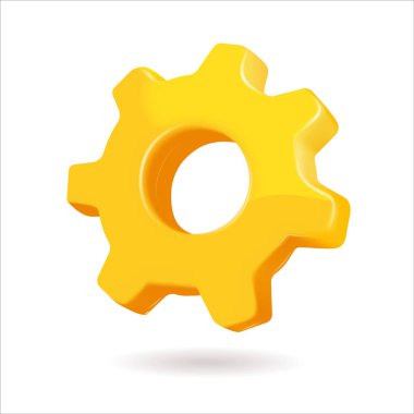 Ortasında bir delik olan çarpıcı sarı bir dişli el değmemiş beyaz bir arkaplanda oturuyor ve canlı bir kontrast oluşturuyor.