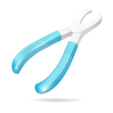 Dentist s forceps for tooth extraction with blue handles on a white background,
