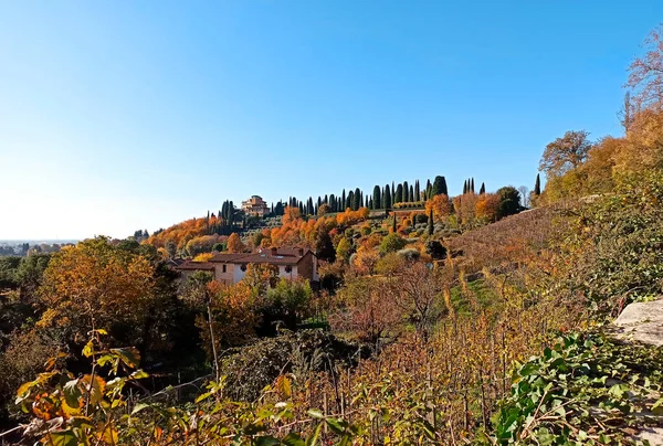 Wzgórza Bergamo Jesiennego Dnia Lombardzkie Miasta Bergamo Brescia Stały Się — Zdjęcie stockowe