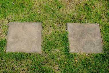 Beton zemin çimenlerdeki desenlerle çok güzel dekore edilmiş..