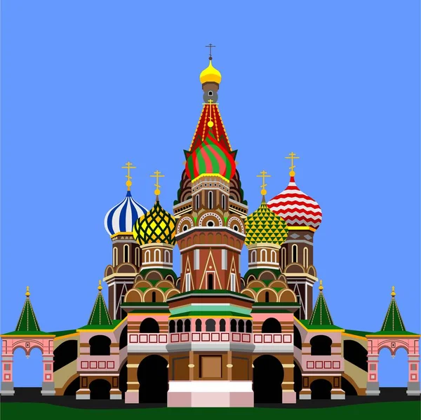Cattedrale San Basilio Mosca Russia Building Vector — Vettoriale Stock