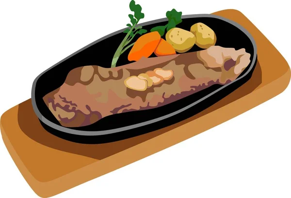 Bife Food Vector Ilustração — Vetor de Stock