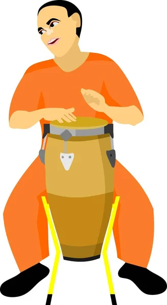 Mann Spielt Bongo Drum Vector — Stockvektor