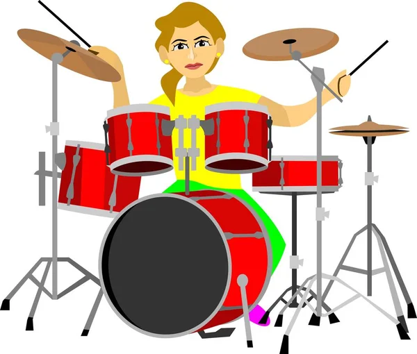 玩红鼓的女孩 — 图库矢量图片