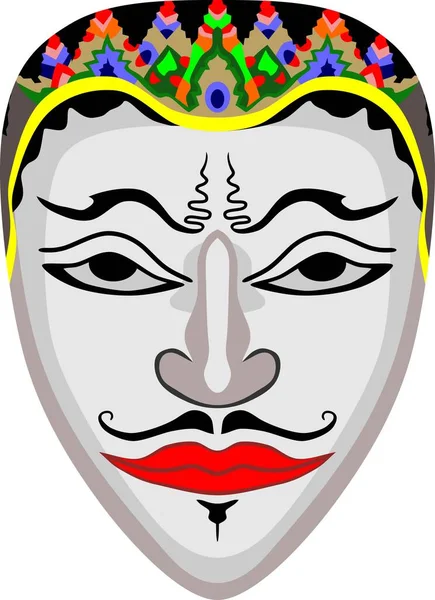 Vetor Máscara Tradicional Javanês Branco —  Vetores de Stock