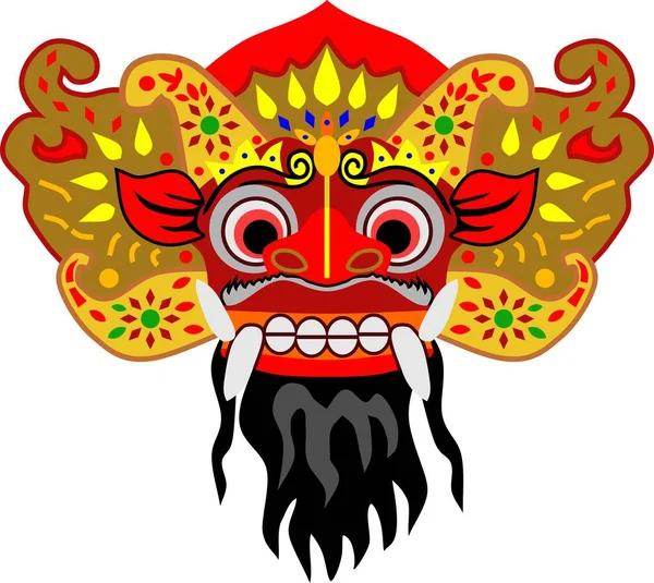 Vetor Máscara Tradicional Balinês Vermelho — Vetor de Stock