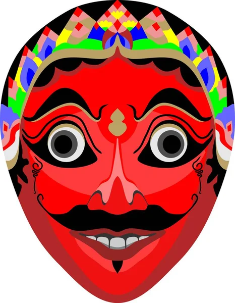 Κόκκινο Ιαβανέζικη Παραδοσιακή Μάσκα Διάνυσμα — Διανυσματικό Αρχείο