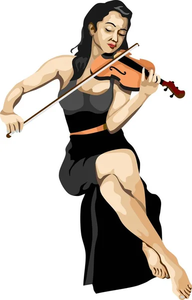 バイオリンを弾く女の子 楽器ベクター — ストックベクタ