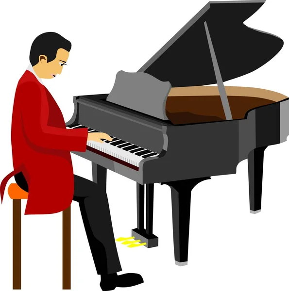 Hombre Tocando Piano Instrumento Música — Vector de stock