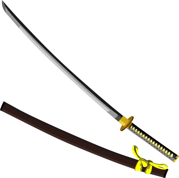 Arma Espada Tradicional Japonesa Katana —  Vetores de Stock