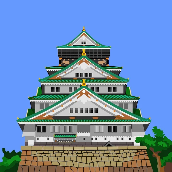 Osaka Castle Japan Landmark Vector — Stock Vector