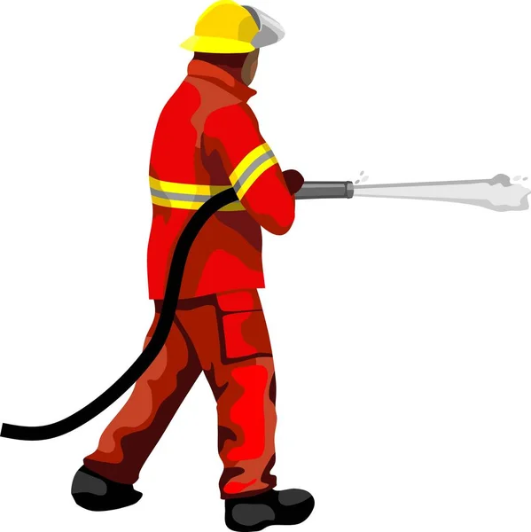 Brandweerman Action Occupation Vector — Stockvector