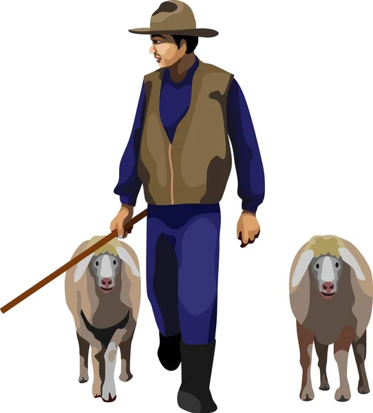 Shepherd Man Zawód Vector — Wektor stockowy