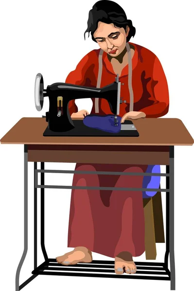 裁缝师女童职业矢量 — 图库矢量图片