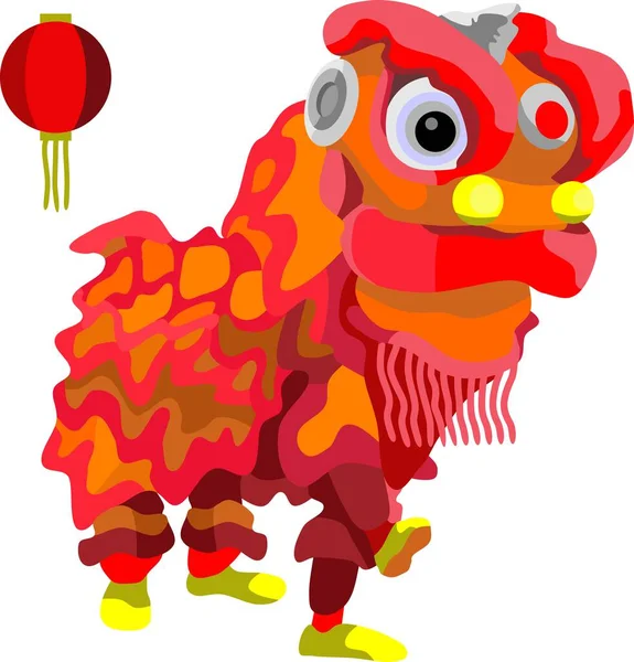 Lion Dance Chinese Traditional Festival Vector — Stock Vector