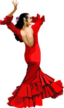 İspanya Flamenko Dansçı Kadın Vektörü
