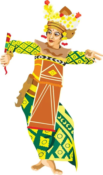 Μπαλί Παραδοσιακή Χορεύτρια Γυναίκα Διάνυσμα — Διανυσματικό Αρχείο