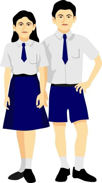 インドネシア人中学生ベクトルの制服 — ストックベクタ