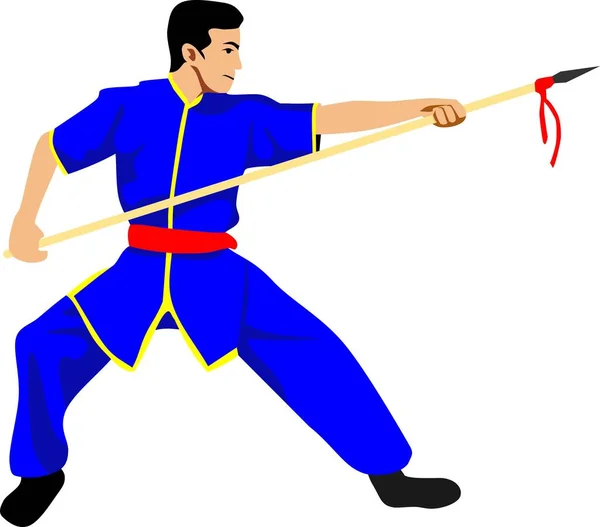 Wushu Chinese Traditional Martial Art Vector — Stockvektor