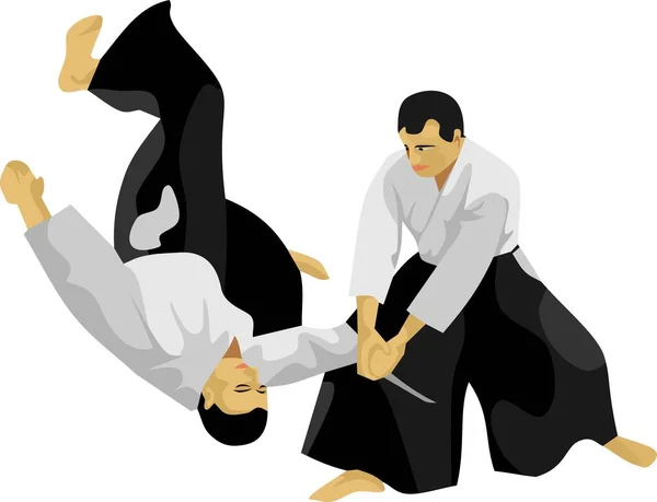Aïkido Japon Art Martial Traditionnel Vecteur — Image vectorielle