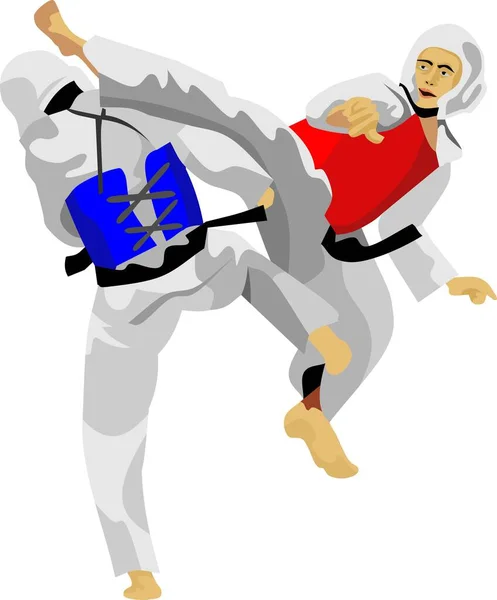 Taekwondo Vettore Tradizionale Coreano Arte Marziale — Vettoriale Stock