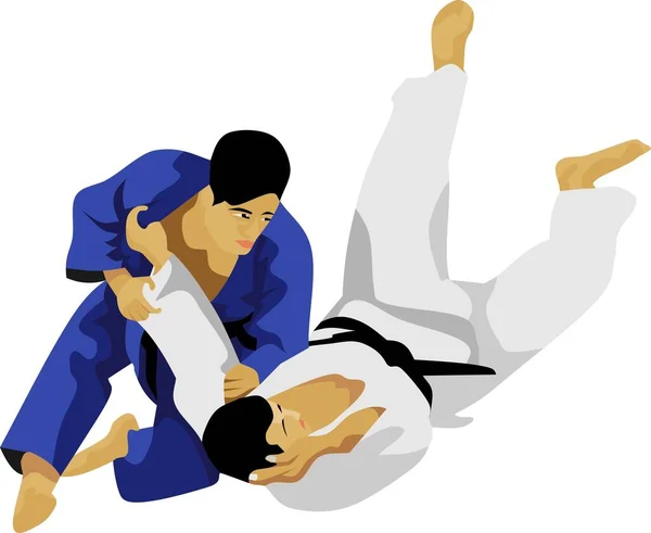 Judo Japan Vektor Seni Bela Diri Tradisional - Stok Vektor