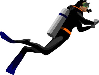 Dalgıç Scuba Yüzme Spor Vektörü