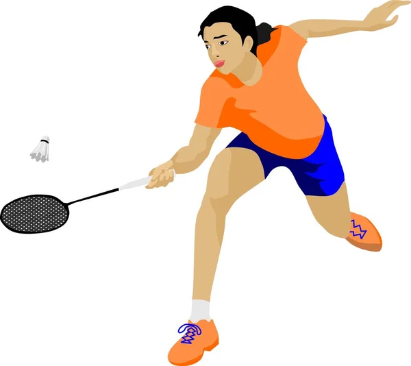 Badminton Sport Meisje Vector — Stockvector