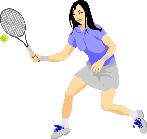 Césped Tenis Deporte Chica Vector — Vector de stock