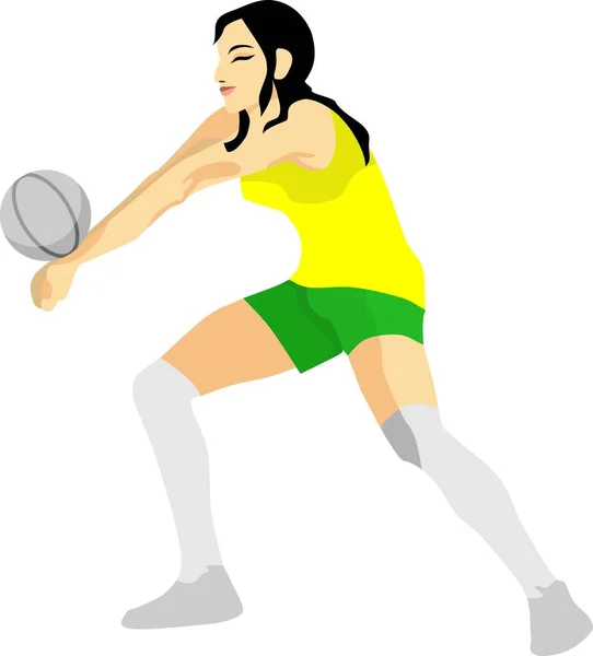 Volley Ball Girl Vector Deportivo — Vector de stock