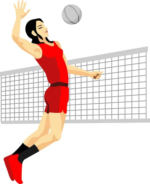 Volley Bal Meisje Sport Vector — Stockvector