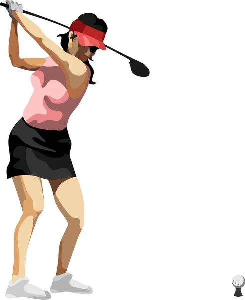 Golf Sport Girl Vector — Vetor de Stock