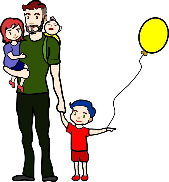 Super Papa Γονείς Διάνυσμα Των Παιδιών Του — Διανυσματικό Αρχείο