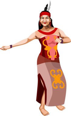 Dayak Kalimantan Endonezyalı Geleneksel Dansçı Kız