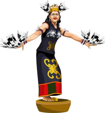 Dayak Kalimantan Endonezyalı Geleneksel Dansçı Kız