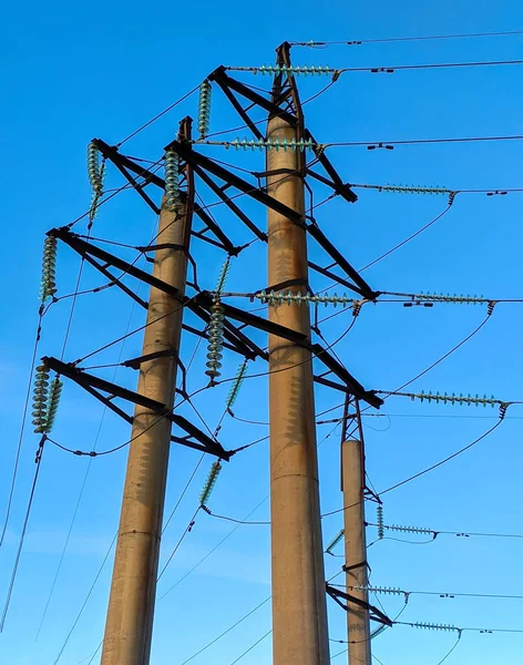 Postes Líneas Eléctricas Alto Voltaje — Foto de Stock