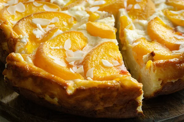 Casserole Pie Cottage Cheese Peaches — Stock Photo, Image