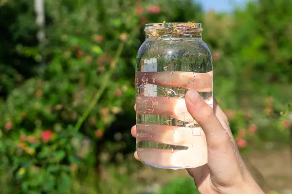 Garrafa Água Reutilizável Dia Recarga Mundial Conceito Resíduo Zero — Fotografia de Stock