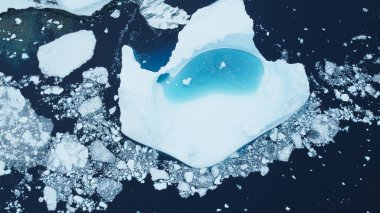 Antarctica view from above. Frozen ocean. Seascape and landscape. Drone view. clipart