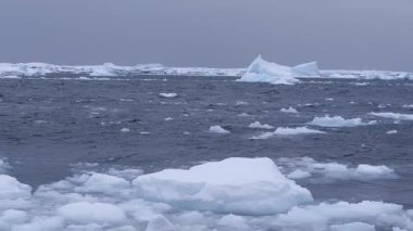 Antarktika manzarası. Antarktika 'nın deniz manzarası. Buzullar ve Güney Okyanusu.