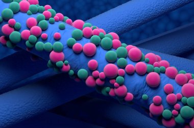 Hasarlı sinirler polimer tüp ve Protein ile yeniden büyür - 3d izometrik görüntü
